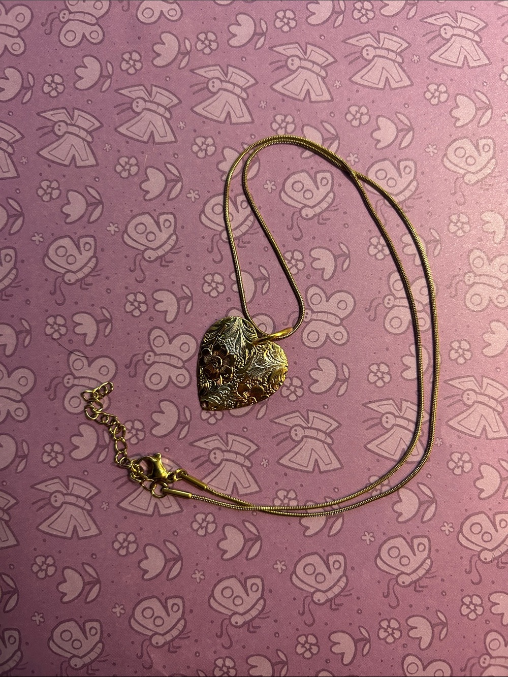 Gold Heart Floral Pendant Necklace - Elegant Women's Jewelry